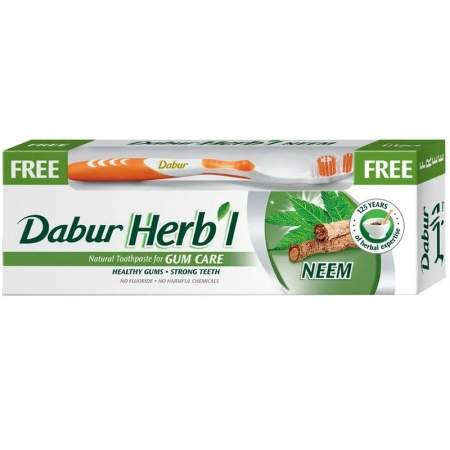Зубная паста с нимом Dabur Herbal Tooth Paste-Neem 150 гр.+ зубная щетка