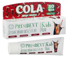 Детская зубная паста PRESIDENT Kids 3-6 со вкусом колы 50мл
