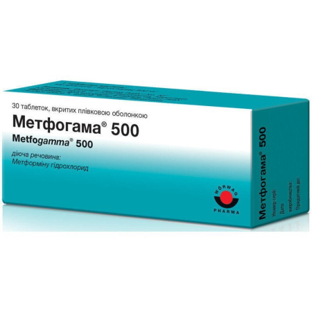 Метфогамма 500 мг №30 таблетки