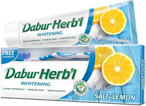 Зубная паста с солью и лимином Dabur Herbal Tooth Paste-Salt & Lemon 150 гр.+ зубная щетка